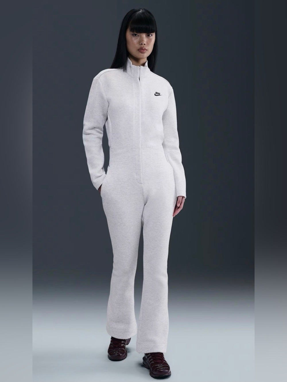 Nike Womens Sportswear Tech Fleece Jumpsuit-Lt Grey (HV4095-013)